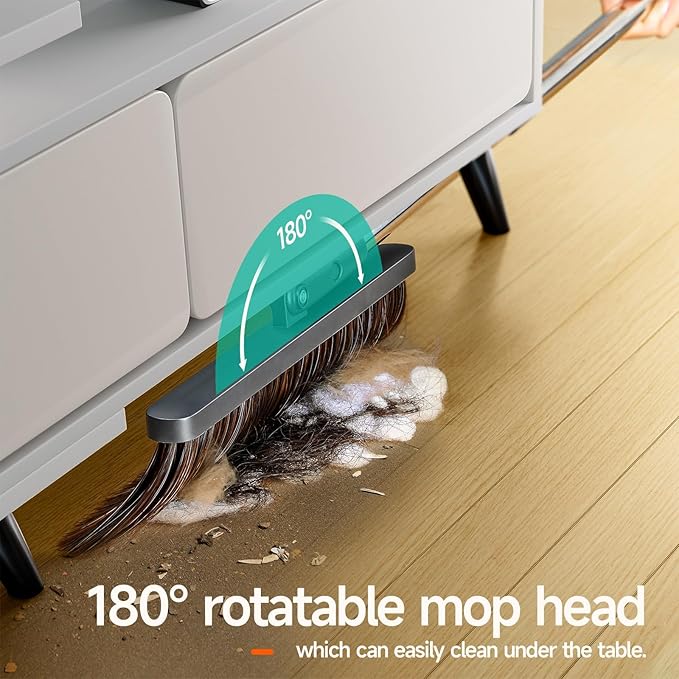 CTIME Broom with Dustpan, Broom with Dustpan Combo Set, 51.6" Adjustable Long Handle with 2 Replaceable Broom Heads, Standing Broom and Dustpan Set for Indoor Sweeping, Home, Office, Kitchen,Floor