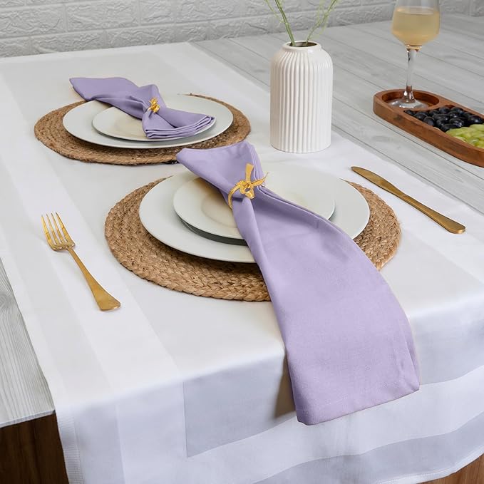 Blue Needles Solid Cloth Napkins Set of 12 Lavender 100% Cotton Dinner Napkins 18x18 inches - Soft, Reusable, Absorbent & Washable Fall Thanksgiving Linen, Ideal for Events, Parties & Everyday Use