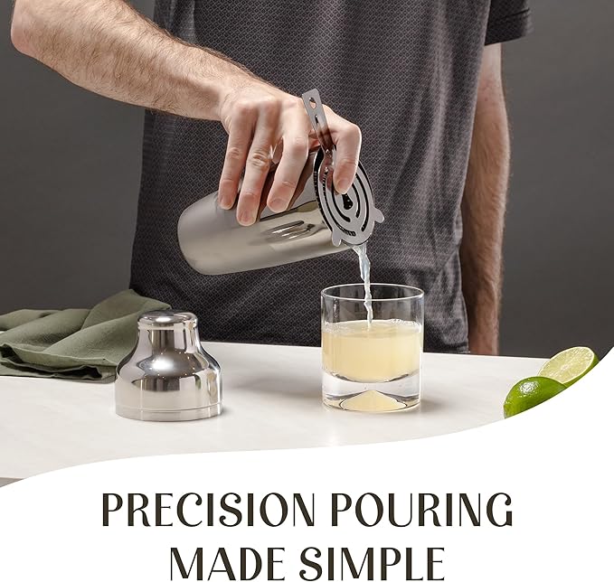 Mixology & Craft Bartender Kit – 15-Piece Cocktail Shaker Set with Bar Tools, Premium Stainless Steel Drink Mixer Accessories for Home Bar, Includes Bamboo Stand, Plus Exclusive Recipe Cards (Silver)