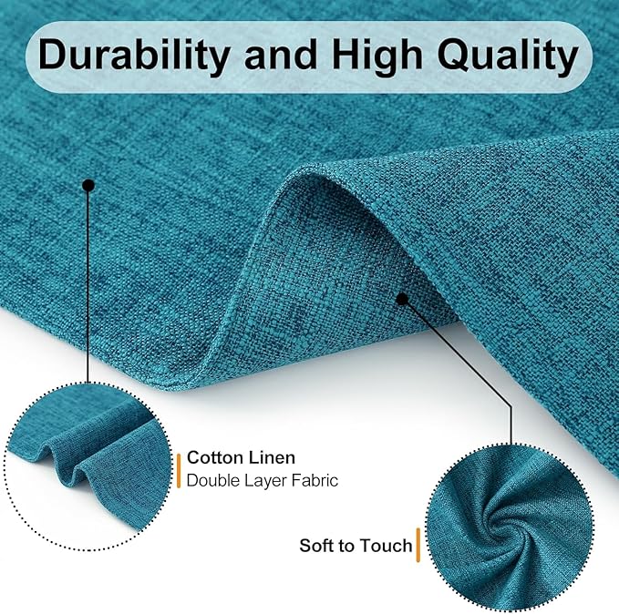 Homaxy Cloths Placemats for Dining Table Set of 8, Heat Resistant Washable Cotton Linen Blend Table Mats, Easy to Clean Place Mats for Indoor Outdoor Party Kitchen Decoration, 13" x 19", Teal