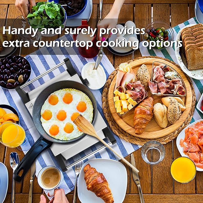 Hot Plate, Techwood Single Burner for Cooking, 1500W Countertop Electric Stove with Adjustable Temperature & Stay Cool Handles, 7.3" Cooktop for RV/Home, Upgraded Version Silver