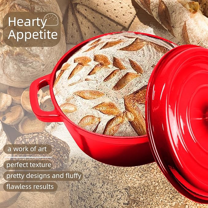 4 Color Complete sourdough bread makin Starter Kit,Sourdough Bread Baking Supplies for Beginner with Pot, Banneton Bread Proofing Baskets, Starter Jar, Scraper, Bread Making Tools & More (Red)