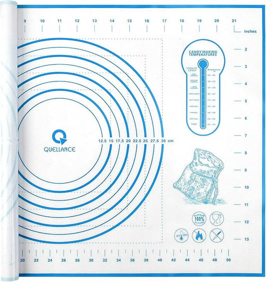 Silicone Pastry Mat with Measurement, Baking Mat for Fondant, Rolling Dough, Pie Crust, Pizza and Cookies, Fondant Mat,16" x 24", Blue