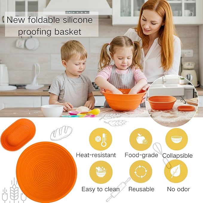 Super All-Inclusive Sourdough Starter Kit with Pot,Sourdough Bread Baking Supplies,4 Banneton Bread Proofing Baskets,Dutch Oven for Baking，Scale,34OZ Sourdough Starter Jar, Bread Making Tools Kit