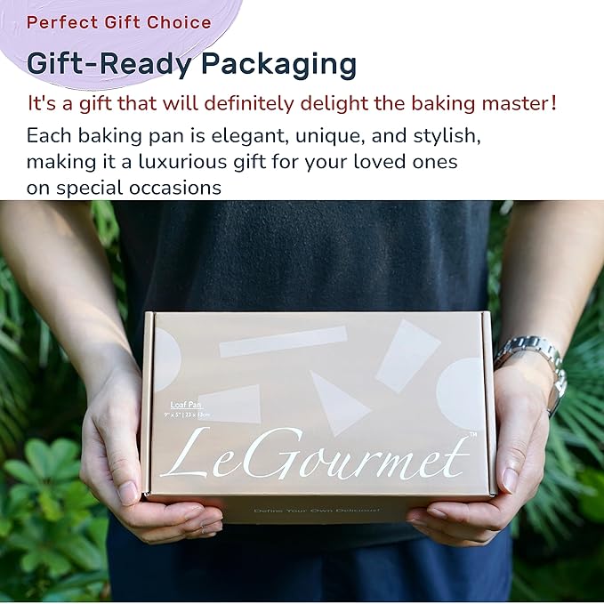 LeGourmet Nonstick Bread Loaf Pan 9 X 5 Inch, Ceramic Coating, Non-Toxic, Rust Resistant Aluminized Steel, Perfect 1 lb Baking Dish for Meatloaf, Pound Cake & Brownie (Rosemary 2pcs)