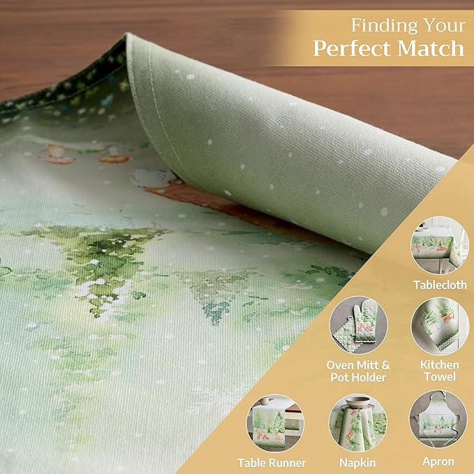 Maison d' Hermine Placemats Set of 4 100% Cotton Washable Cloth Place Mats, Reusable Table Mats for Thanksgiving Christmas Decorations Kitchen Dining Party Wedding (Winter Mornings, 13" x 19")