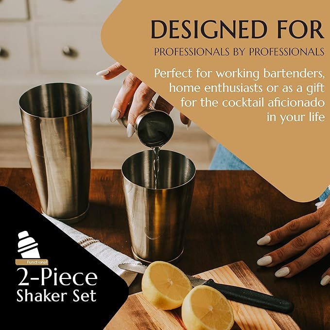 Bull in China 2-Piece Cocktail Shaker Gunmetal Black – 28 oz Weighted Shaker & 18oz Weighted Cheater Tin, Professional Grade Bar Shaker, Premium Cocktail Shaker Set for Professional & Home Bartenders