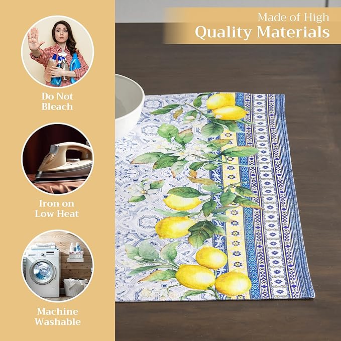 Maison d' Hermine Placemats Set of 4 100% Cotton Washable Cloth Place Mats, Reusable Table Mats for Kitchen Dining Decoration, Party, Wedding, Restaurant Spring/Summer (Citrus, 13" x 19")