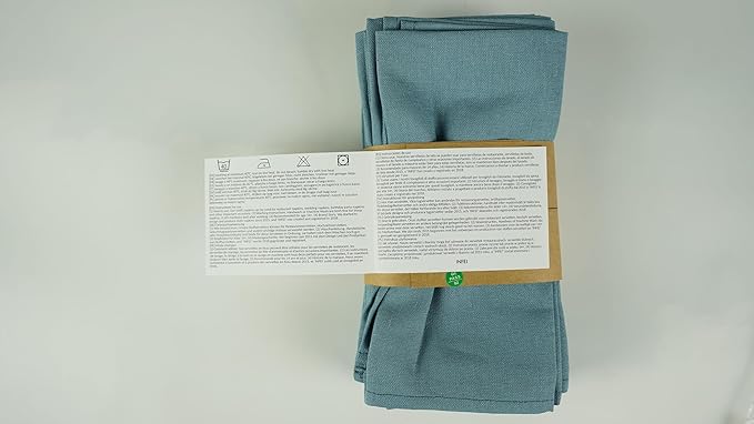 Solid Color Polyester Linen Blended Thin Dinner Cloth Napkins - Set of 12 (40 x 40 cm) - for Events & Home Use (Airy Blue)