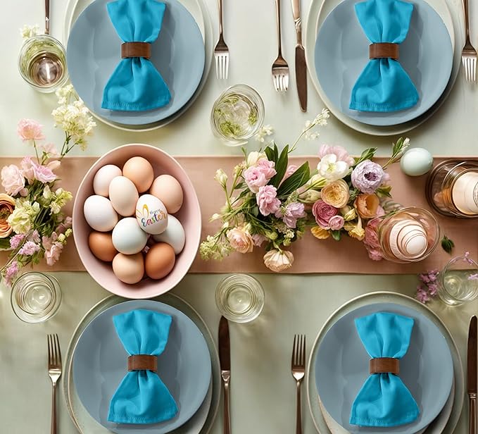 Ruvanti Cloth Napkins set of 12, 18x18 Inches Napkins Cloth Washable, Soft, Durable, Absorbent, Cotton Blend. Table Dinner Napkins Cloth for Hotel, Lunch, Restaurant, Wedding Event, Parties - Sky Blue