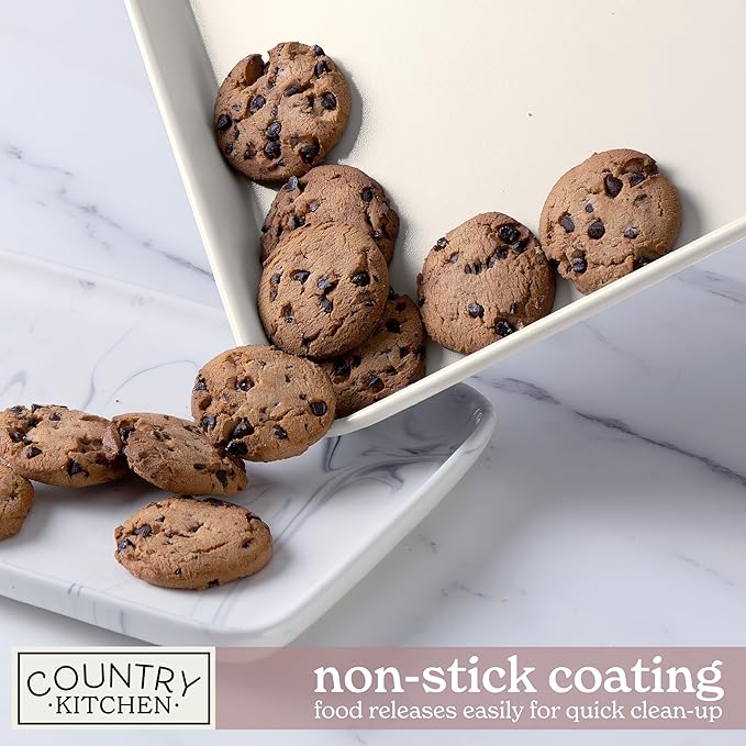 Country Kitchen Nonstick Stackable Bakeware Set - Deluxe Heavy Duty, Durable, Easy Release Baking Set, Pink, 13 Pcs with Handles