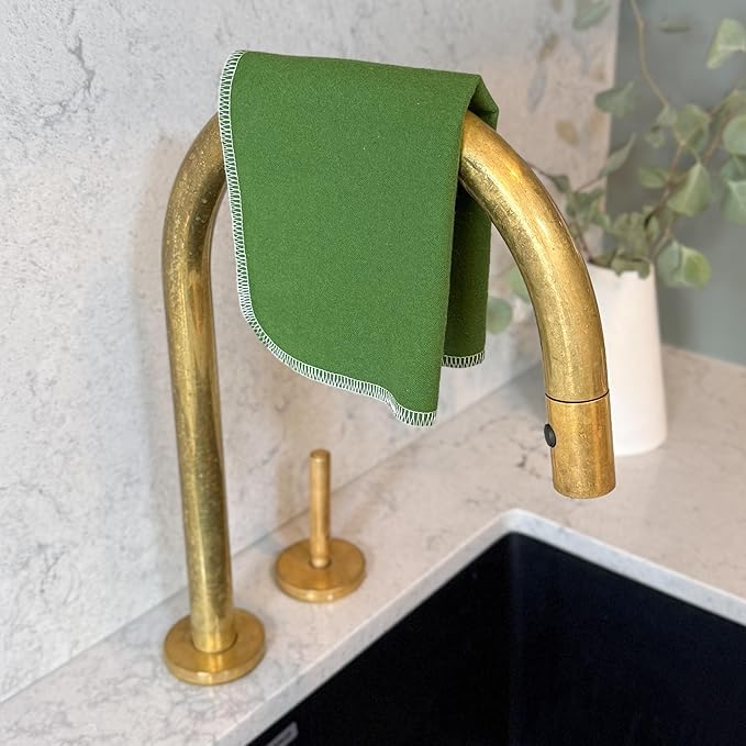 Reusable Paper Towels - 10 Pack - Roll of Washable Cotton Cloth Paper Towels - Paperless Reusable Napkins Cloth Washable - Absorbent + Long Lasting - Zero Waste Products - (Green)