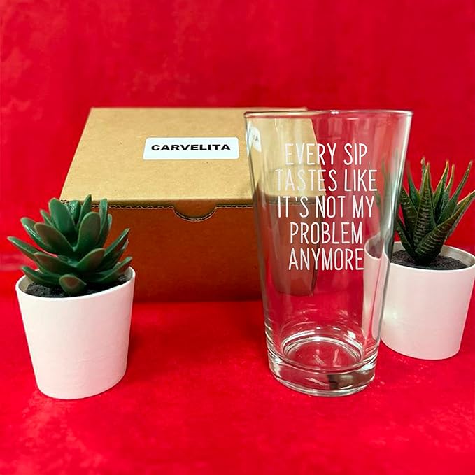 Every Sip Premium 16 oz Beer Pint Glass, Laser Engraved Beer Pint for Retirement, Custom Retirement Gifts, Lead-Free Beer Lover Gift