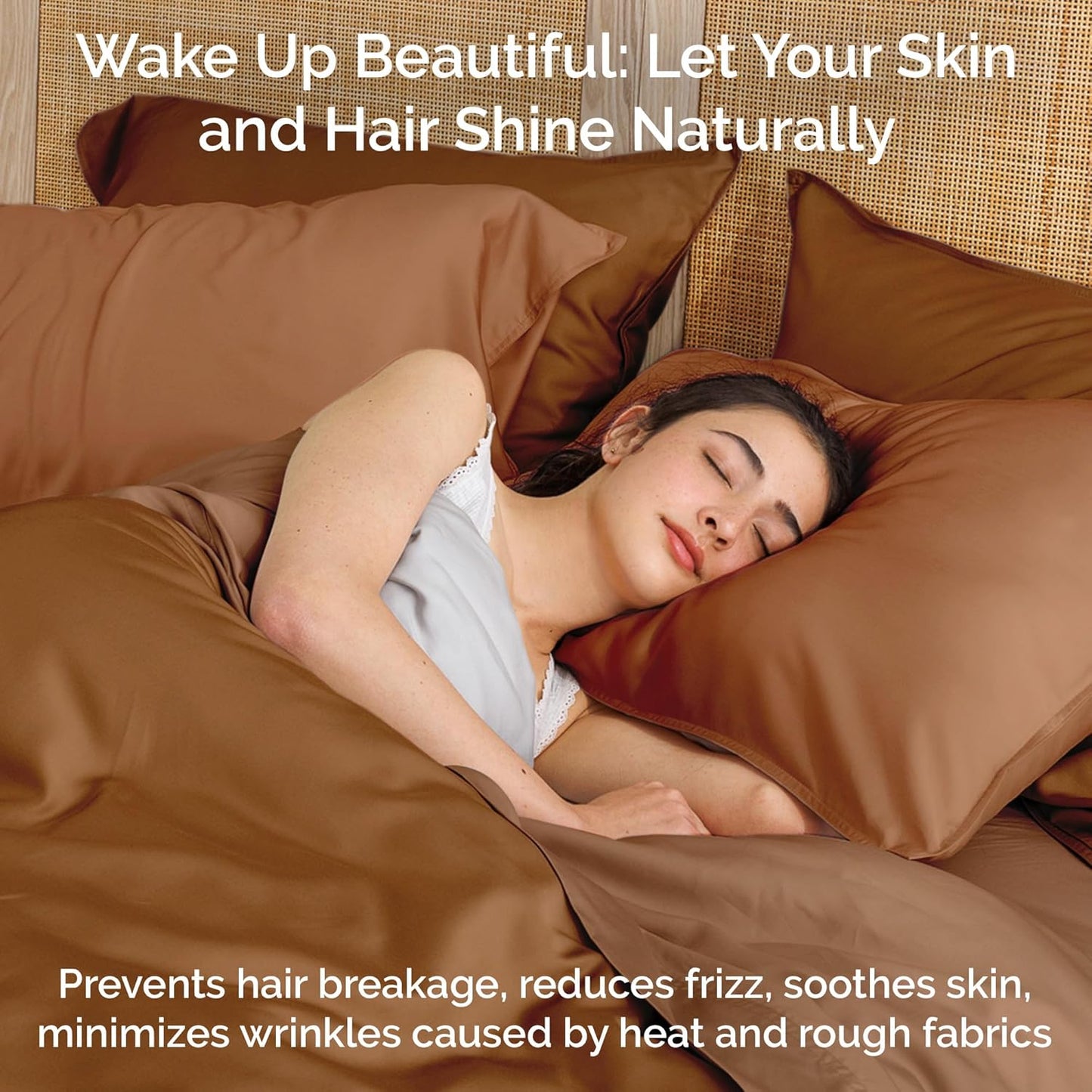 100% Viscose from Bamboo Sheets California King Size, Super Soft Bedding Set, 4PC Cooling Sheets for Hot Sleepers, Vegan Silk Moisture Wicking, Organically Grown Bedsheet, Almond - 72" x 84"