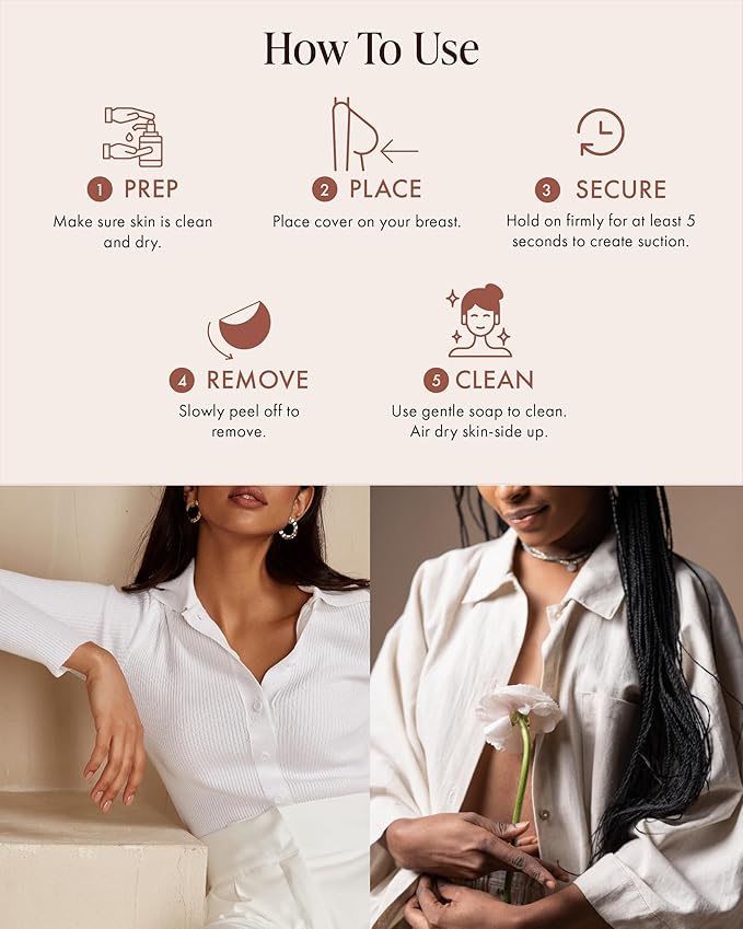 Grippy Not Sticky Nipple Covers - Cakes Reusable Non Adhesive Nipple Pasties for Women - Silicone Bra Inserts