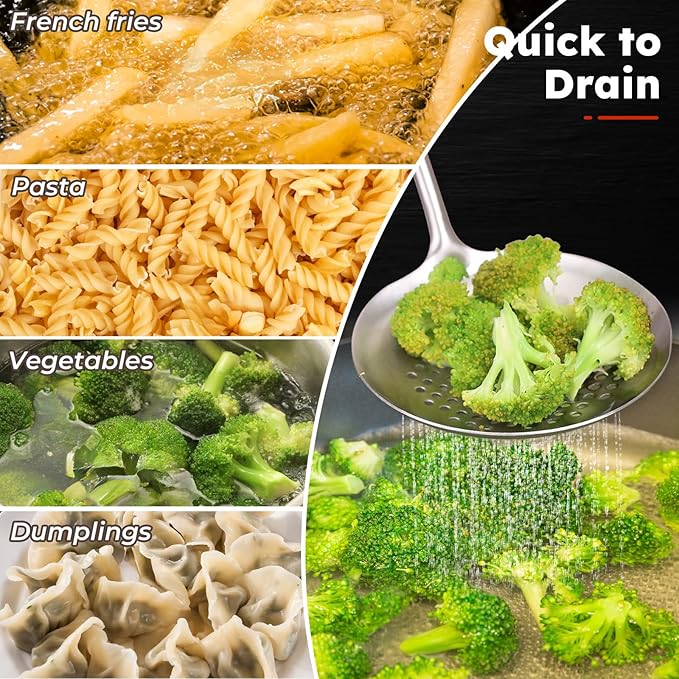 MARTE 17’’ Cooking Utensils Set，304 Stainless Steel Kitchen Spatula Set of 4,Heat Resistant Long Kitchen Utensil for Cooking，Wok Spatula, Soup Ladle, Slotted Spoon,Turner，BPA Free