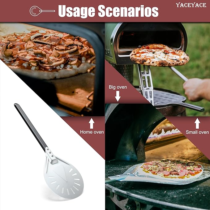 Pizza Turning Peel, 8-inch Metal Pizza Turner, Aluminum Turning Peel
