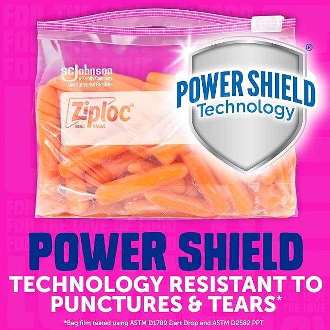 Ziploc Gallon Food Storage Slider Bags, Power Shield Technology for More Durability, 104 Bags Total