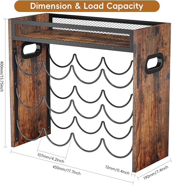 KLM 3-Tier Wine Rack, can Hold 12 Bottles.Suitable for Home Kitchens, Restaurants, Food Pantries, cabinets, and Bars.