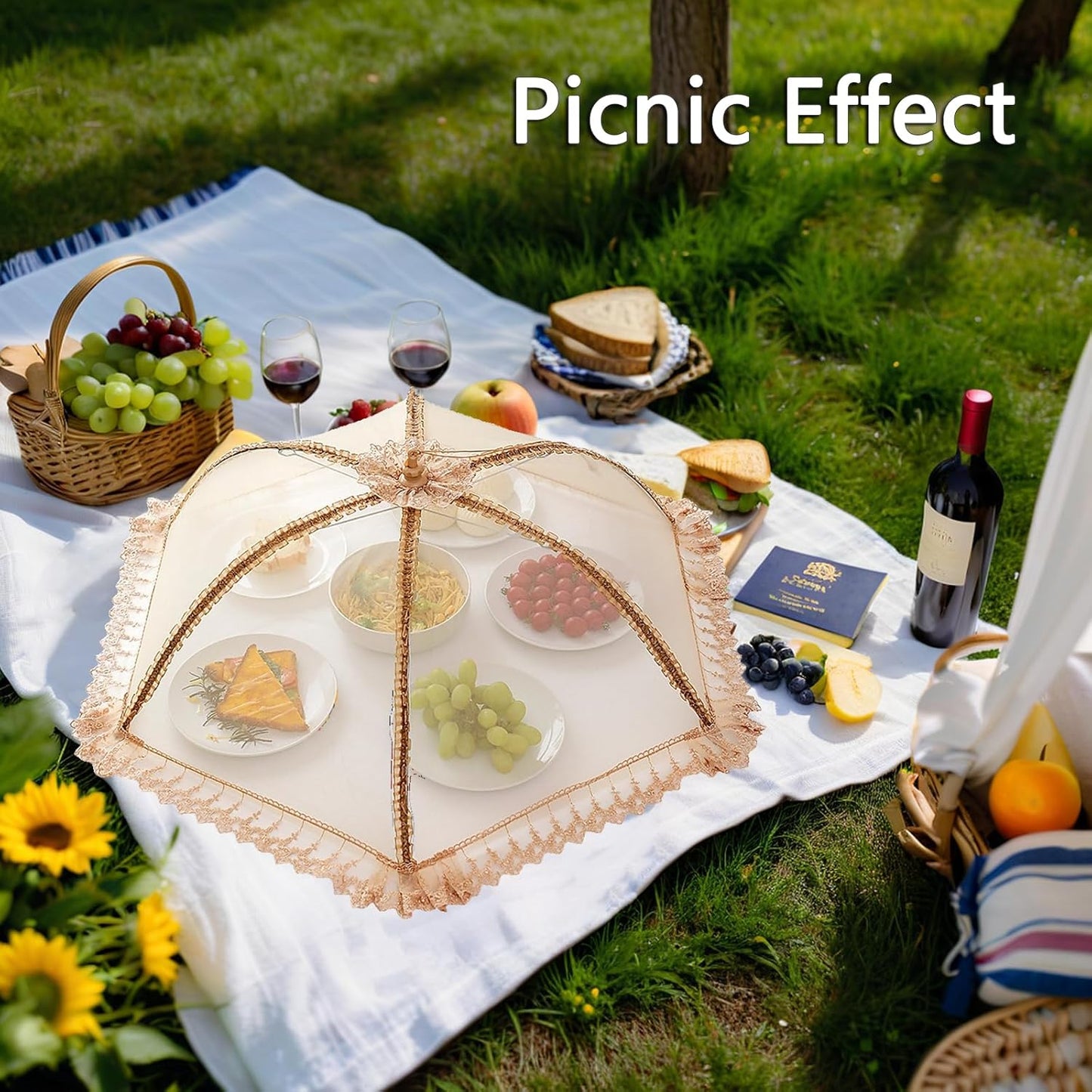 3-Pack Extra Large Food Cover, 32"x32" Pop-Up Food Nets, Mesh Food Covers Tent Umbrella for Outdoors, Screen Tents, Parties Picnics, BBQs, Reusable and Collapsible Food Tents