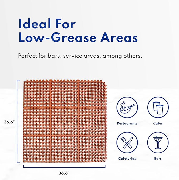 New Star 1 pc Heavy Duty Red 36x36 inch Interlocking Restaurant / Bar Grease Resistant Rubber Floor Mat