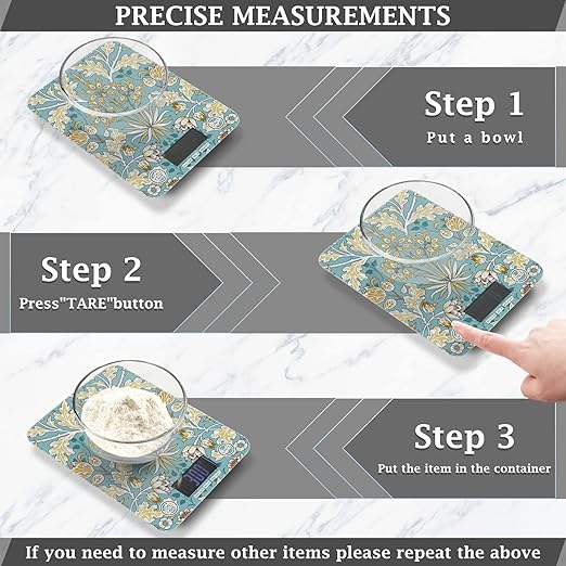 Food Scale Kitchen Digital Scale Food Ounces and Grams Dieting Baking Cooking Waterproof Glass Panels LCD Display,4 Units Scale Tare Function 016