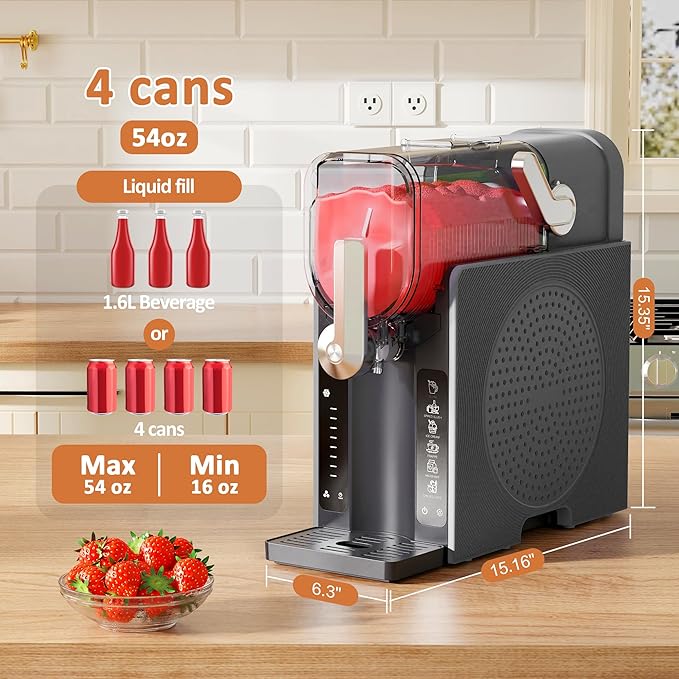 Slushie Machine, WIZAURA Slushy for Home No Ice Need, Professional Ice Cream Maker & Margarita Machine, Auto-Cleaning. 6 Presets for Milkshakes, Frappés, Frozen Drink and More, Black, 1 Insulated Cup