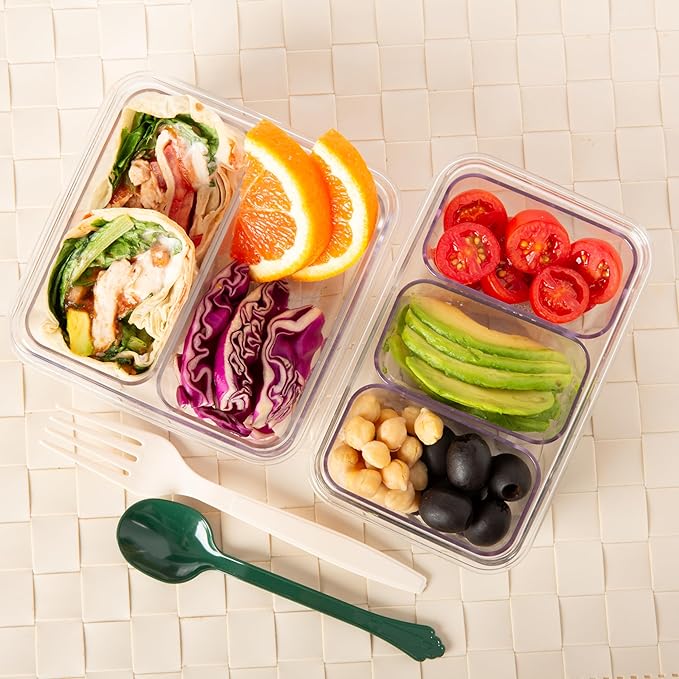 Airtight Food Storage Container with Lid(21.5 + 26.5 oz ,5 Removable Boxes) - Tritan 100% | BPA-Free | Candy and Nuts Organizer| Fruits, Vegetables | Travel, Party and Picnic | Meal Prep| Lunch box