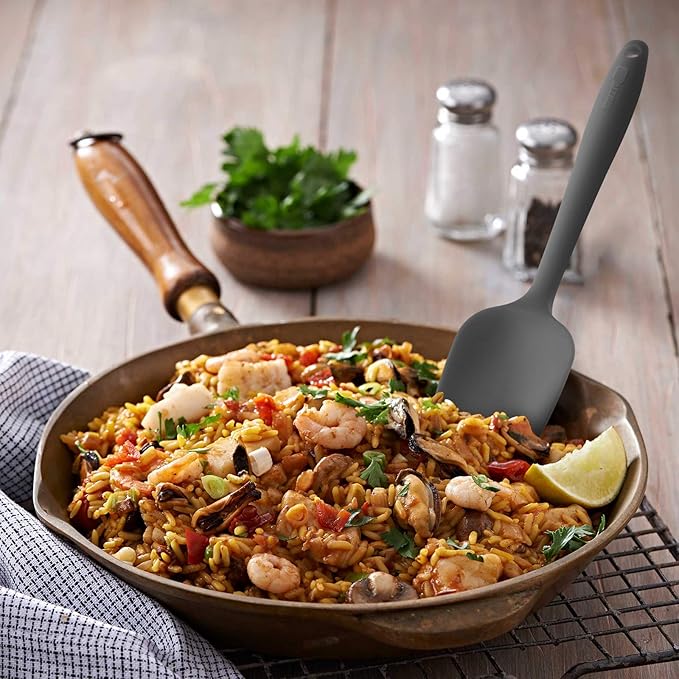 Silicone Spatula 3-piece Set, Ergonomic Handle High Heat-Resistant Spatulas, Non-stick Rubber Spatulas with Stainless Steel Core, Grey