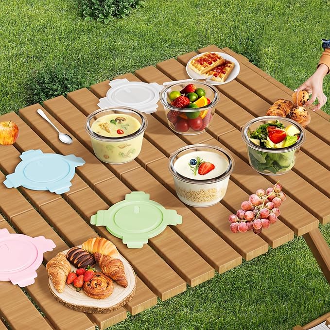 16oz Glass Meal Prep Containers, Airtight 2 Cup Glass Storage Containers with Lids, Heat-Resistant BPA-Free Borosilicate Glass Soup Container for Leftover, Microwave, Dishwasher&Freezer Safe (4 Packs)