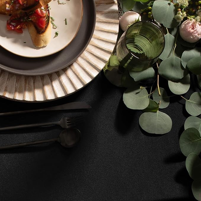 Gee Di Moda Rectangle Tablecloth - 60 x 102 Inch Black Table Cloth for 6 Foot Rectangle Table - Heavy Duty Washable Fabric - for 6 Ft Buffet Table, Holiday Party, Dinner, Wedding & Baby Shower