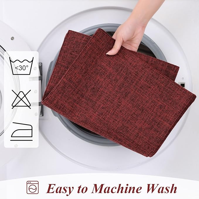 SHACOS Double Layer Cloth Placemats Set of 4 Washable Heat Resistant Place Mats Non Slip Rustic Placemats Reversible Table Mats Kitchen Dining Table Decor (4, Red)