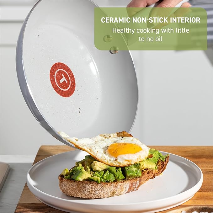 T-Fal Refresh Ceramic Nonstick Frying Pan 12 Inch Skillet, Oven Safe to 350°F, Stay-Cool Handle, Mint Green