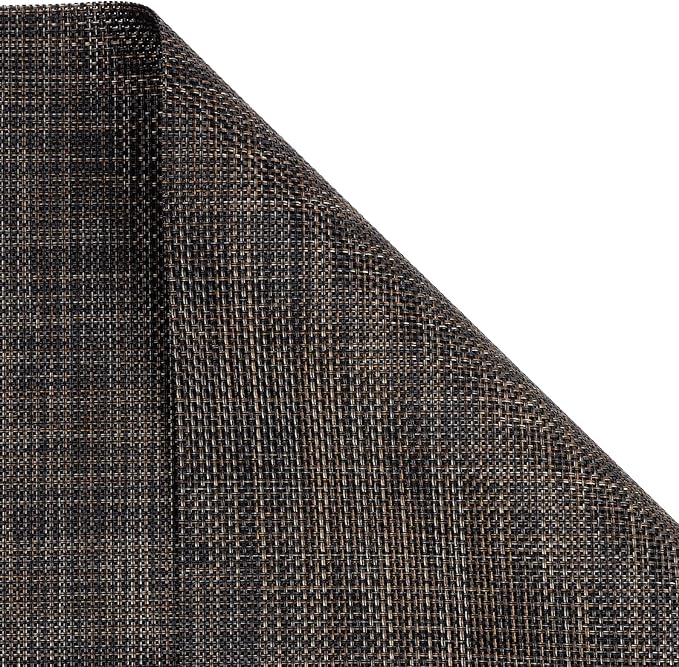 SHACOS Placemats Set of 6 Woven Vinyl Place Mats Wipeable Heat Resistant Plastic Non Slip Table Mats Indoor Outdoor, Black Brown