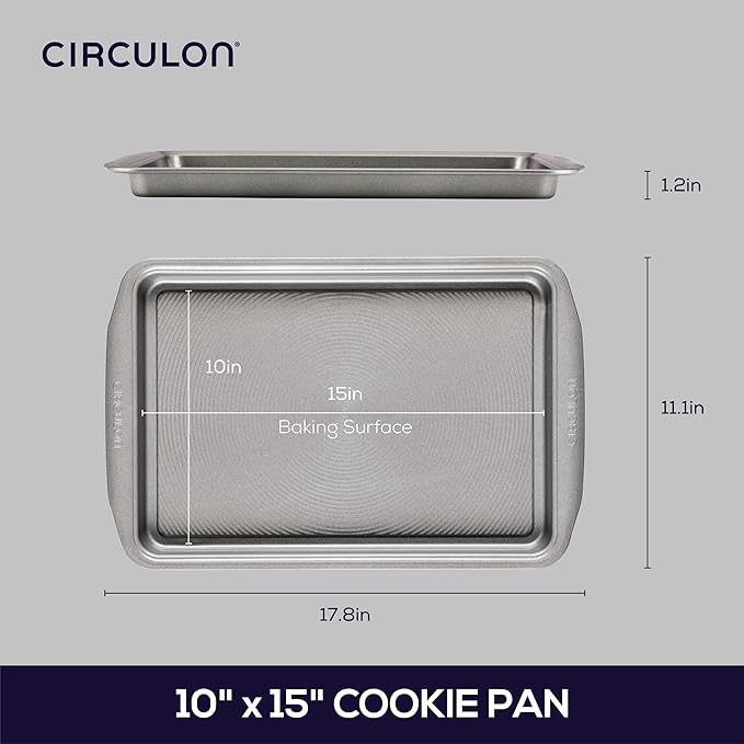 Circulon Nonstick Bakeware, Nonstick Cookie Sheet / Baking Sheet - 10" x 15", Gray