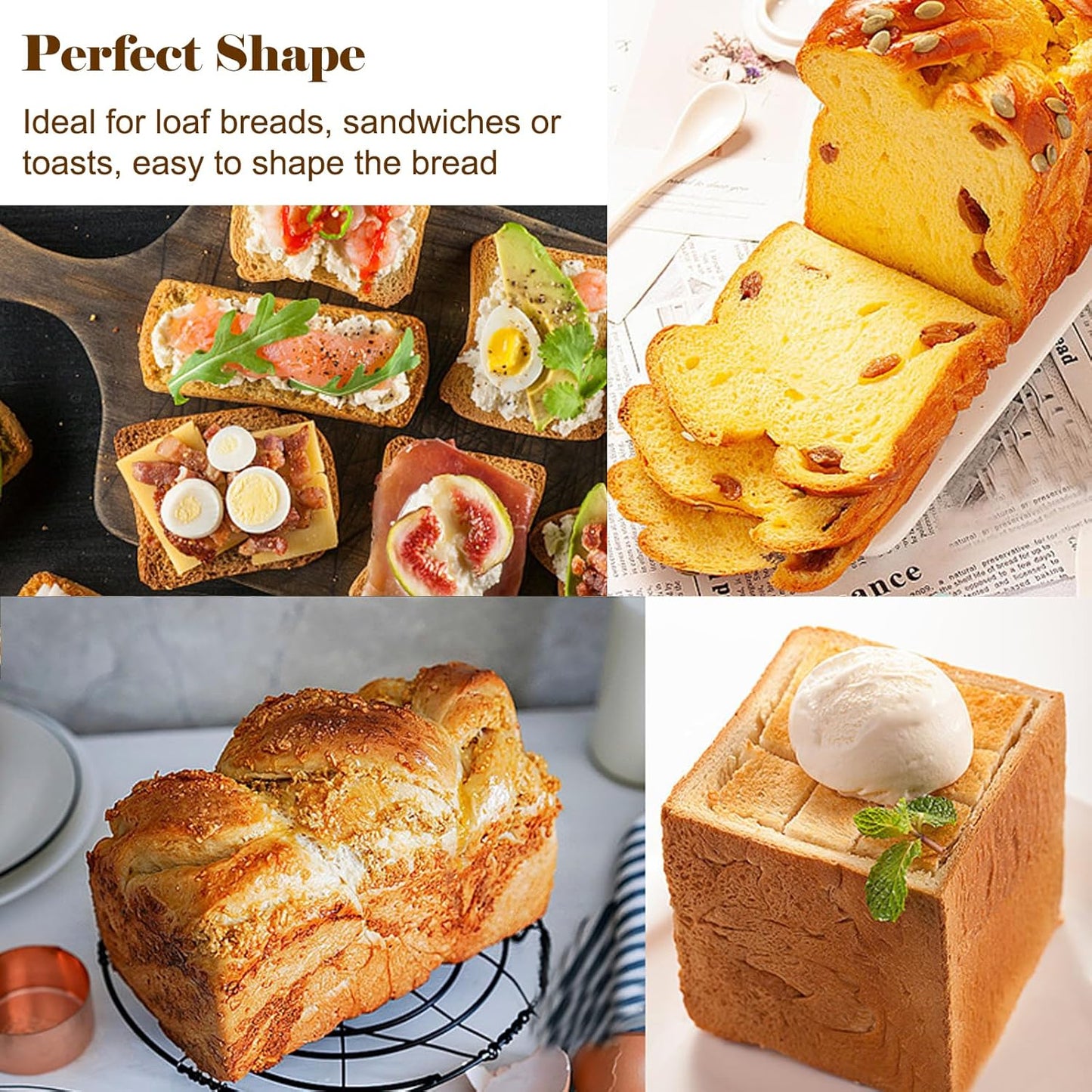 Silicone Bread Pan with Lid, Nonstick & Heat Resistant Foldable Bread Pan, Bread Mold for Baking, Bread Baking Pan, Bread Pans for Homemade Bread, Pullman Loaf Pan for Baking Bread