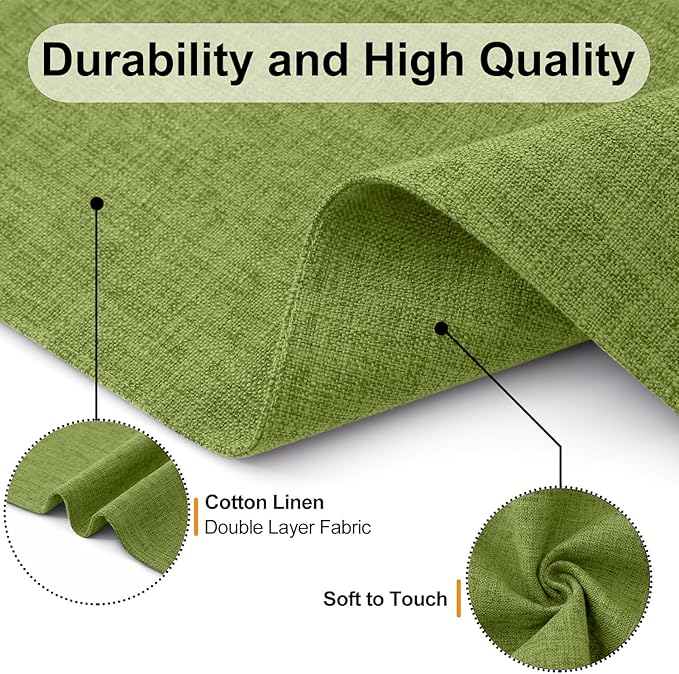 Homaxy Cloths Placemats for Dining Table Set of 6, Heat Resistant Washable Cotton Linen Blend Table Mats, Easy to Clean Place Mats for Indoor Outdoor Party Kitchen Decoration, 13" x 19", Grass Green