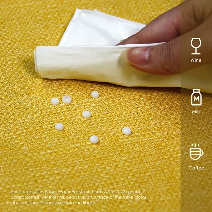 BALCONY & FALCON Rectangle Tablecloth Washable Wrinkle Resistant and Water Proof Table Cloth Decorative Linen Fabric Tablecloths for Dining Parties Kitchen Wedding and Outdoor Use (Yellow, 57x118)