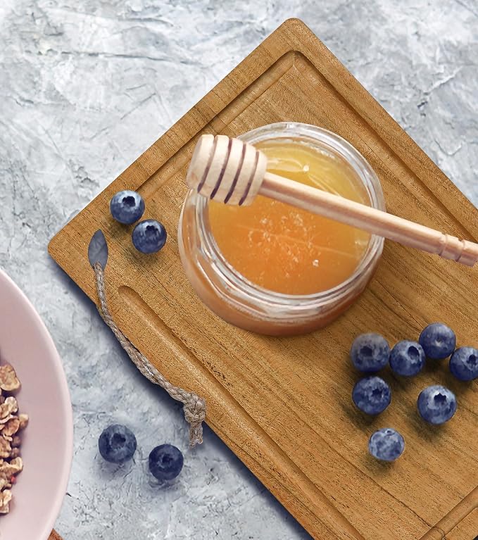 Extra Thick Wooden Cutting Boards for kitchen (Set of 3), Large Acacia Wood Cutting Board, Butcher Blocks, Charcuterie Boards with Side Handles and Juice Groove - Natural