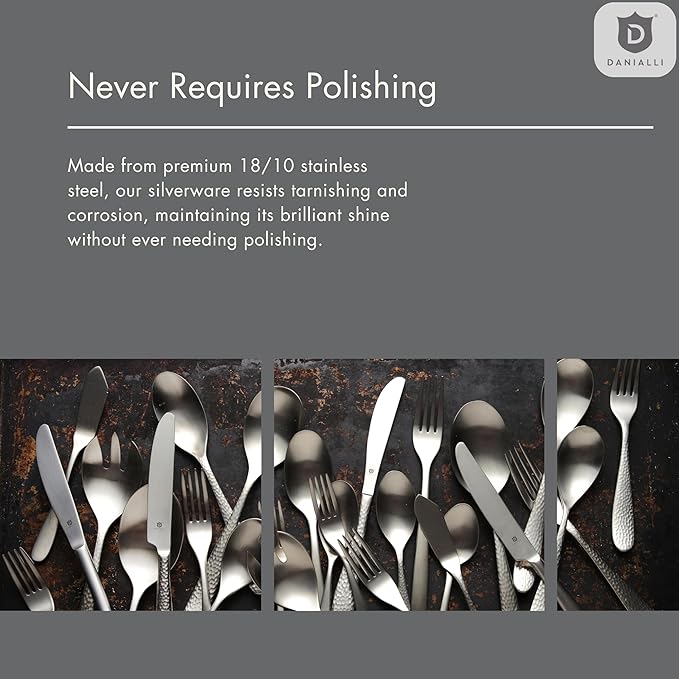 Modern Silverware Set, 18/10 Stainless Steel Flatware, Mirror Finish, Dishwasher Safe, Elegant Cutlery for Home and Dining, Built to Last (60-Piece, Razzoli)