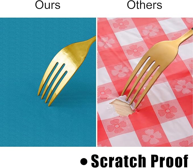 homing Round Vinyl Tablecloth, Waterproof Spillproof Plastic Flannel Backed Table Cloth, Wipe Clean Table Cover for Dining, Buffet Parties and Camping (Turquoise, 60")