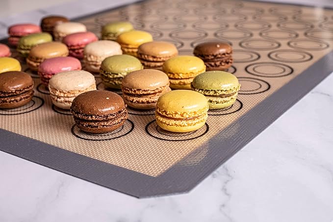 Macaron Silicone Baking Mats - Set of 2 - Full Size - 16.5 x 24, Non-Stick Macaron Mat for Perfect Baking - Dishwasher & Oven Safe, Ideal for Macarons, Cookies, Bread, and More