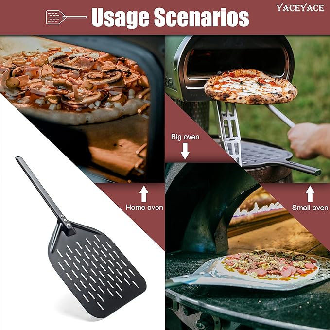 Pizza Paddle, 12-inch Black Metal Pizza Peel, Aluminum Turning Peel