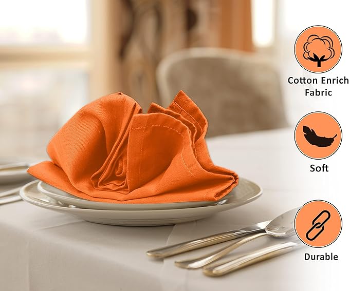 Ruvanti Cloth Napkins Set of 4, 18x18 Inches Napkins Cloth Washable, Soft, Durable, Absorbent, Cotton Blend. Table Dinner Napkins Cloth for Hotel, Lunch, Restaurant, Wedding Parties - Fall