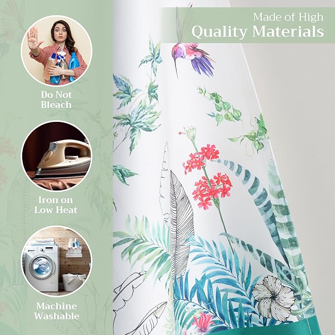 Maison d' Hermine Kitchen Towels Set of 3 100% Cotton 27.50" x 20" Reusable Cloth Tea Dish Towels Absorbent with Hanging Loop for Kitchen, Home, Dining, Cocktail Parties Spring/Summer (Tropiques)