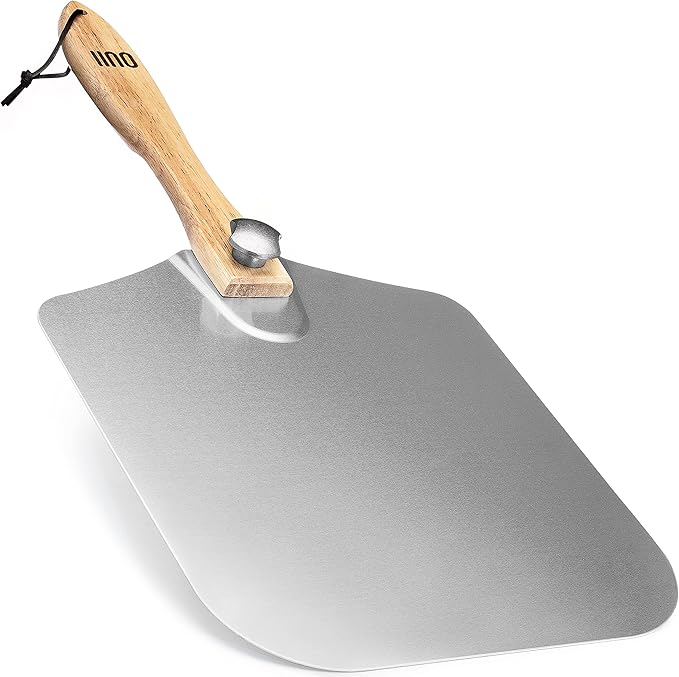 Aluminum Pizza Peel Metal - 12 x 14 Inch. Pizza Spatula for Oven with Foldable Wood Handle. Pizza Oven Accessories Tools. Turning Peel, Bread, Pastry, Dough, Cake Spatula