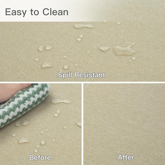 maxmill Linen Texture Tablecloth Water Resistance Antiwrinkle Spillproof Wipeable Washable Fabric Table Cloth for Dining Room, Buffet Banquet Party Holiday Dinner, Rectangular 60 x 108 Inch, Beige