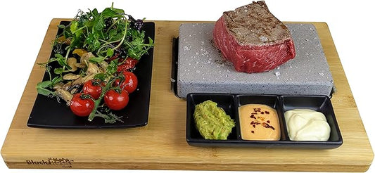 Black Rock Grill Cooking Stone for Steak, Lava Stone Grill, Hot Steak on a Ston Cooking Set
