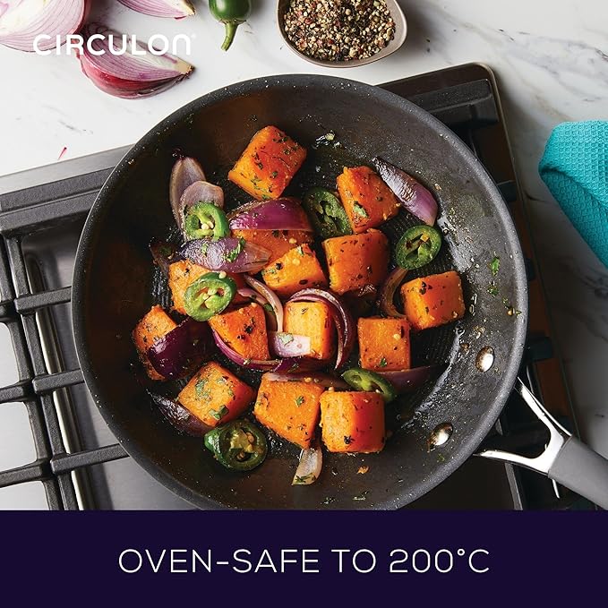 Circulon Radiance Hard Anodized Nonstick Frying / Fry Pan Set / Skillet Set - 8.5 Inch, 10 Inch, and 12.25 Inch , Gray