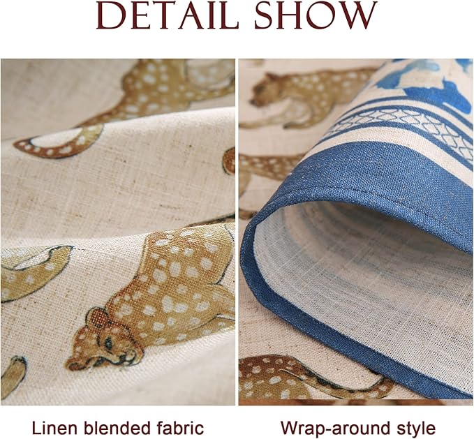 patdrea Leopard Animal Linen Table Cloth Soft Breathable Tabletop Cover Dacorative Kitchen Dining Tablecloth for Rectangular Tables for Parties,Holiday,Christmas,63"x 94"